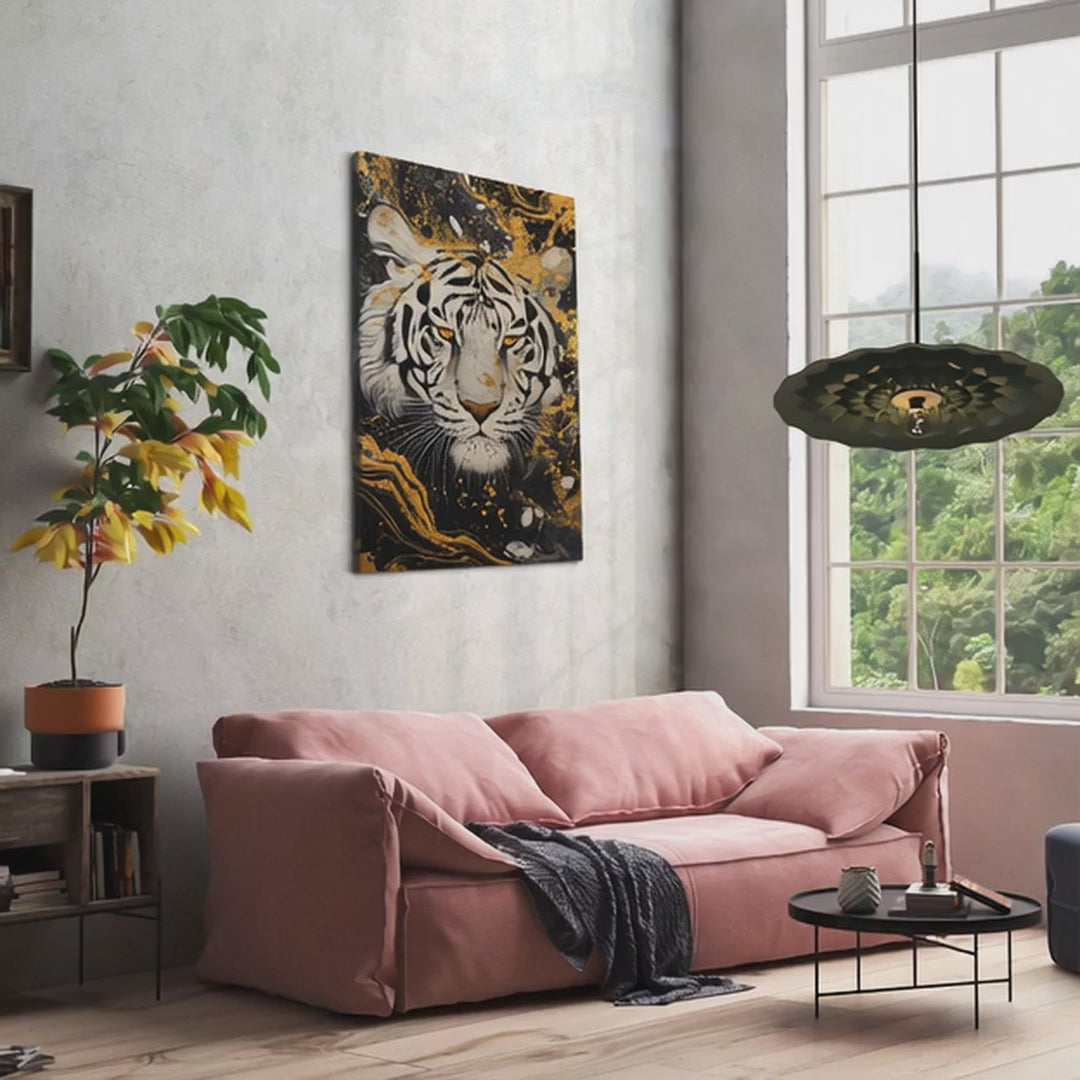 Black and White Tiger Head Art