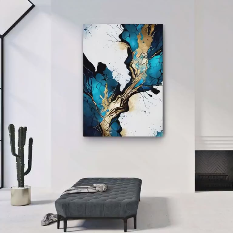 Navy Blue and Gold Wall Art