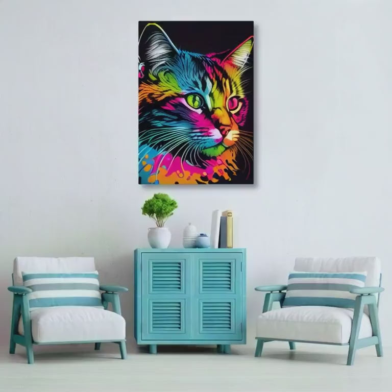 Colorful Wall Art Cat