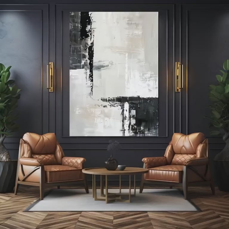 Monochrome Layers Abstract Art