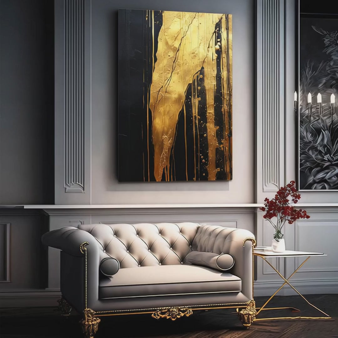 Abstract Black and Gold Wall Art