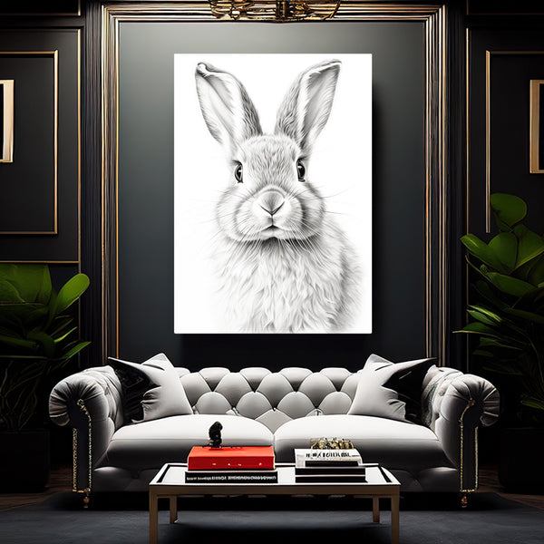Rabbit Black and White Wall Art | MusaArtGallery™