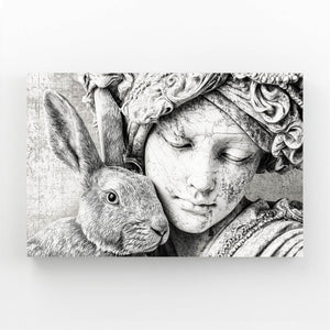 Rabbit Canvas Wall Art Black And White