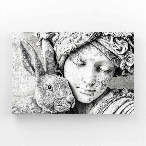 Rabbit Canvas Wall Art Black And White