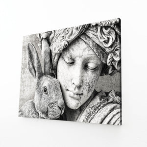 Rabbit Canvas Wall Art Black And White