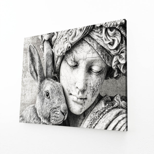 Rabbit Canvas Wall Art Black And White