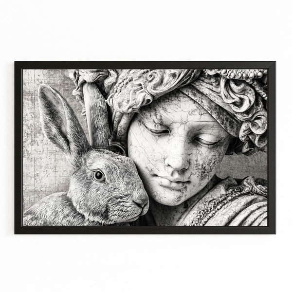 Rabbit Canvas Wall Art Black And White