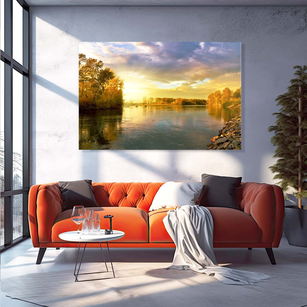 Radiant River Sunset Art | MusaArtGallery™