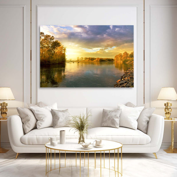 Radiant River Sunset Art | MusaArtGallery™