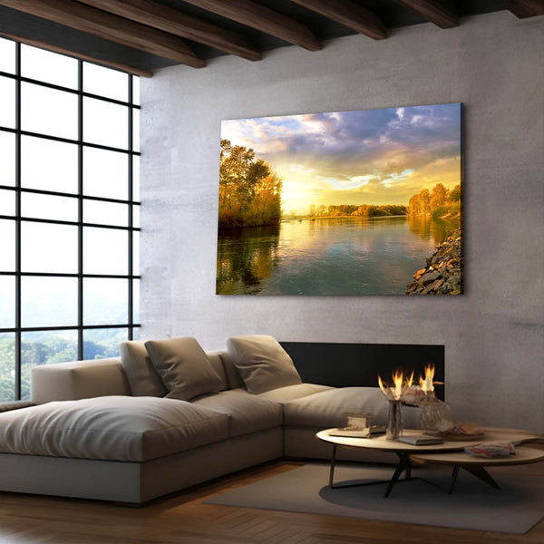 Radiant River Sunset Art | MusaArtGallery™