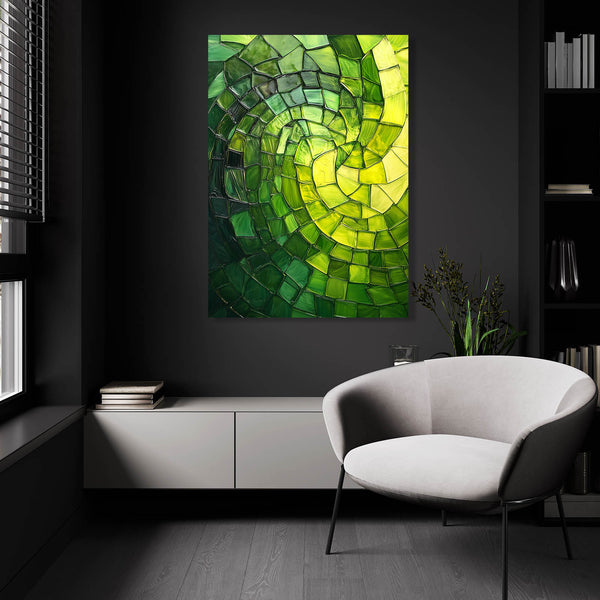 Radiant Spiral Green Abstract Art | MusaArtGallery™