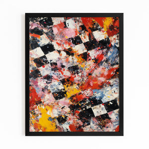 Red Abstract Chess Board Art