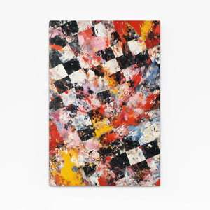 Red Abstract Chess Board Art
