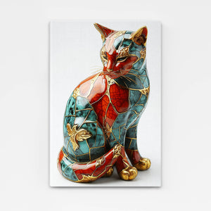 Red and Blue Cat Wall Art | MusaArtGallery™
