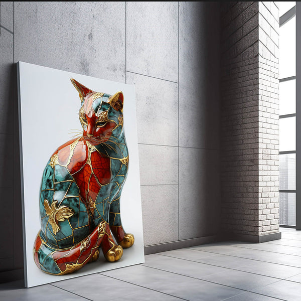 Red and Blue Cat Wall Art | MusaArtGallery™