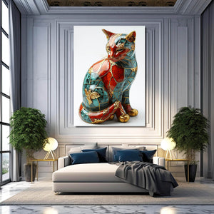Red and Blue Cat Wall Art | MusaArtGallery™