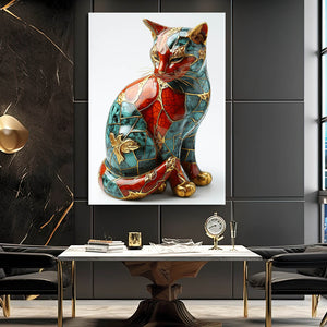 Red and Blue Cat Wall Art | MusaArtGallery™