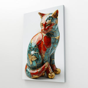 Red and Blue Cat Wall Art | MusaArtGallery™