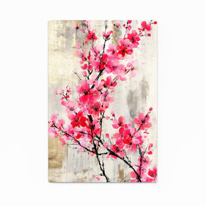 Red Cherry Blossom Branch Wall Art