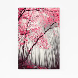 Red Cherry Blossom Forest Wall Art
