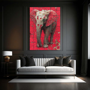 Red Elephant Wall Art 3D  | MusaArtGallery™