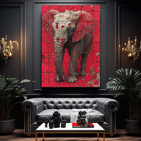 Red Elephant Wall Art 3D  | MusaArtGallery™