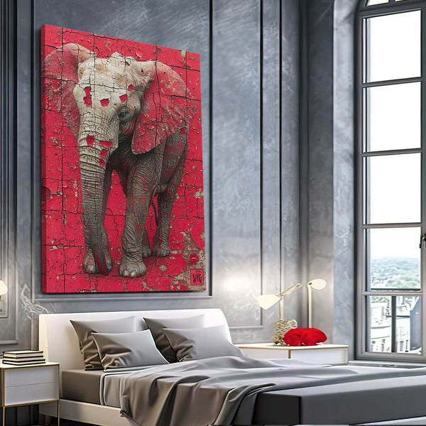 Red Elephant Wall Art 3D  | MusaArtGallery™