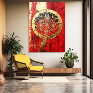 Red Flower Of Life Art