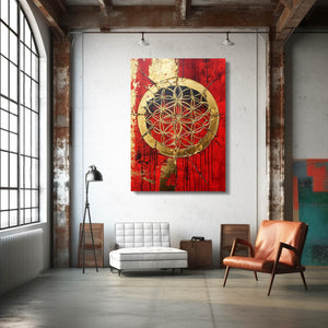 Red Flower Of Life Art