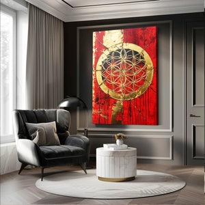 Red Flower Of Life Art