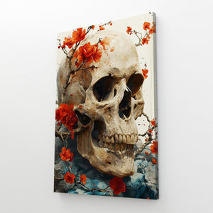 Red Flowers White Skull Art | MusaArtGallery™