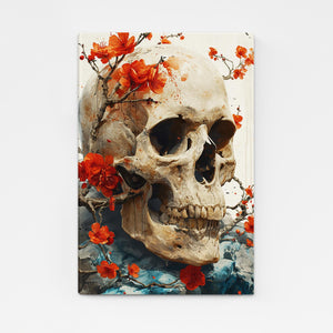 Red Flowers White Skull Art | MusaArtGallery™