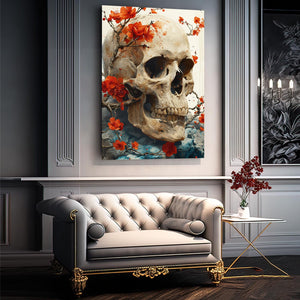 Red Flowers White Skull Art | MusaArtGallery™