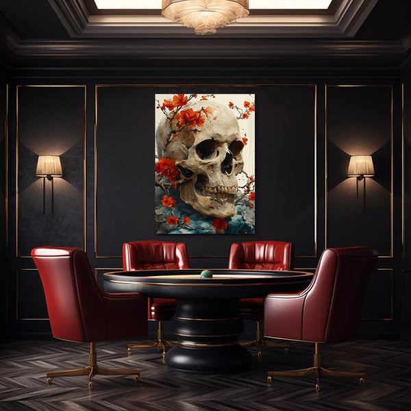 Red Flowers White Skull Art | MusaArtGallery™