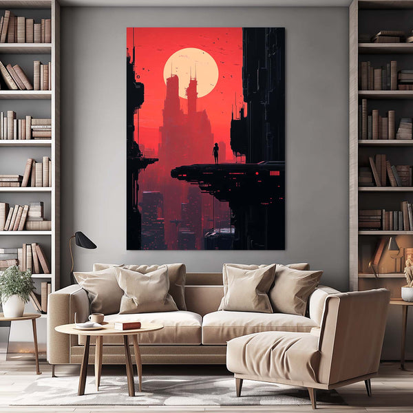 Red Horizon Cyberpunk Art | MusaArtGallery™