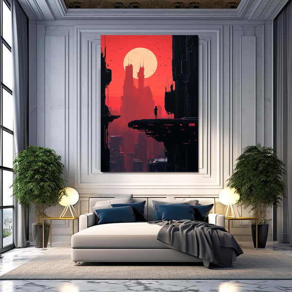 Red Horizon Cyberpunk Art | MusaArtGallery™