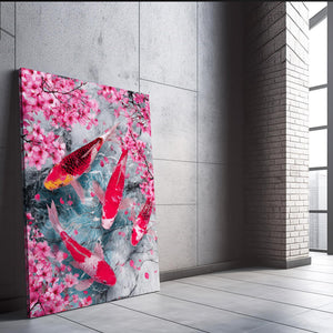 Red Koi Cherry Blossom Wall Art
