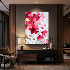 Red Pink Cherry Blossom Flower Art