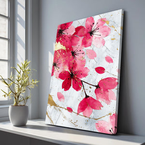 Red Pink Cherry Blossom Flower Art
