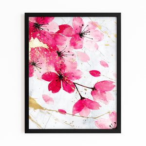 Red Pink Cherry Blossom Flower Art