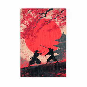 Red Samurai Cherry Blossom Wall Art