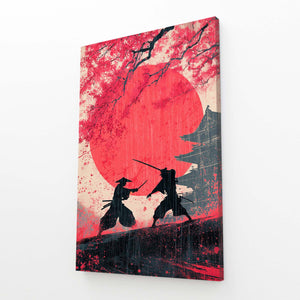 Red Samurai Cherry Blossom Wall Art