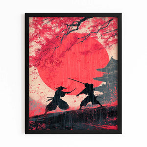 Red Samurai Cherry Blossom Wall Art