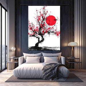 Red Sun Cherry Blossom Bonsai Art