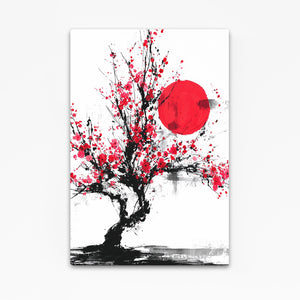 Red Sun Cherry Blossom Bonsai Art
