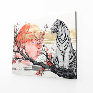Red Sun Tiger Cherry Blossom Wall Art