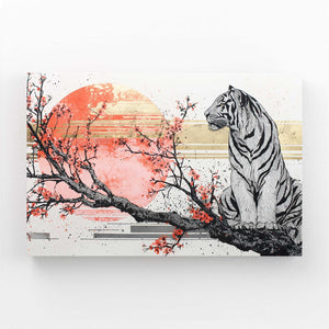 Red Sun Tiger Cherry Blossom Wall Art