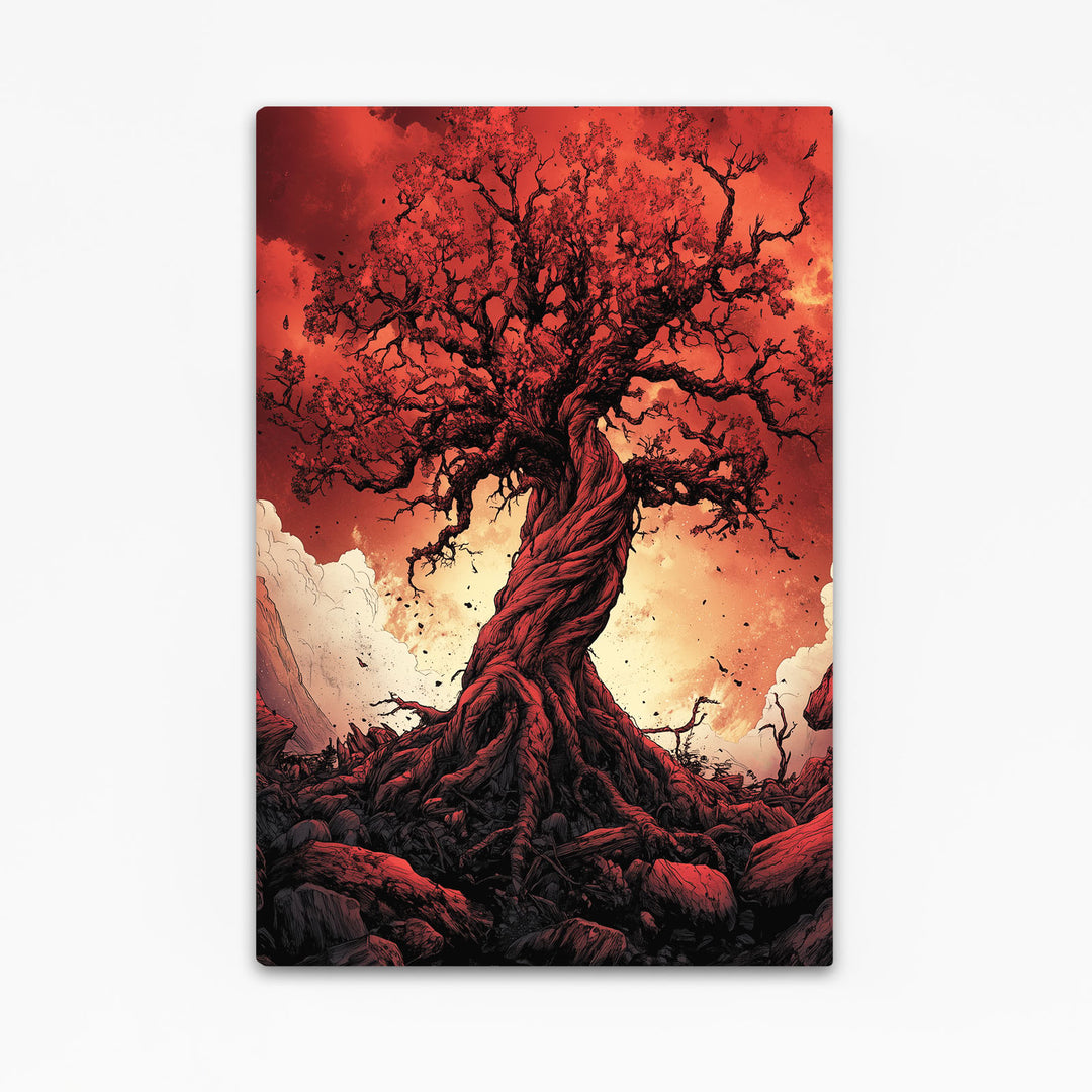 Red Tree Of Life Wall Art Large