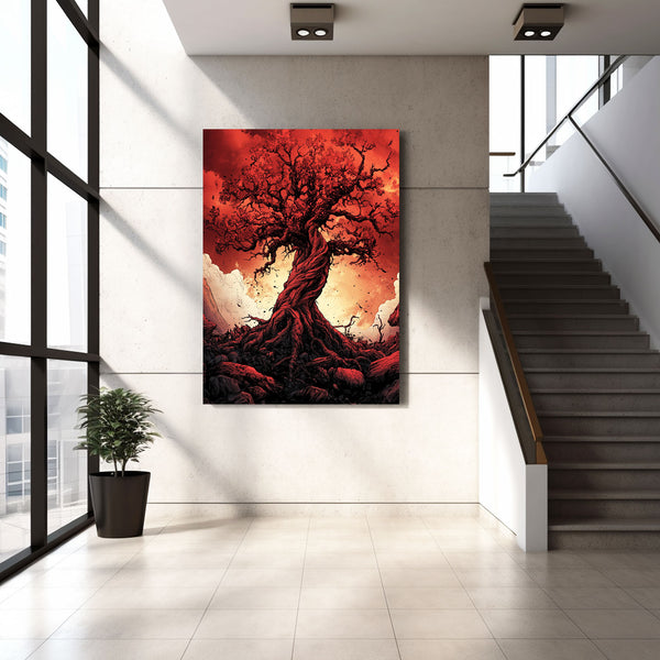 Red Tree Of Life Wall Art Large