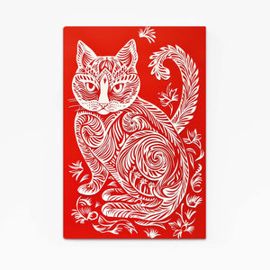 Red Whimsy Cat Art | MusaArtGallery™